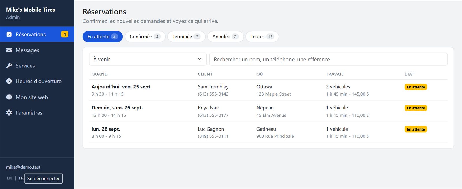 Toutes vos réservations au même endroit
